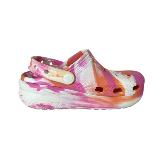 Crocs Girls Marbled Cutie Platform Clogs Size 2 NWOT Papaya Pink & Orange - Picture 9 of 14